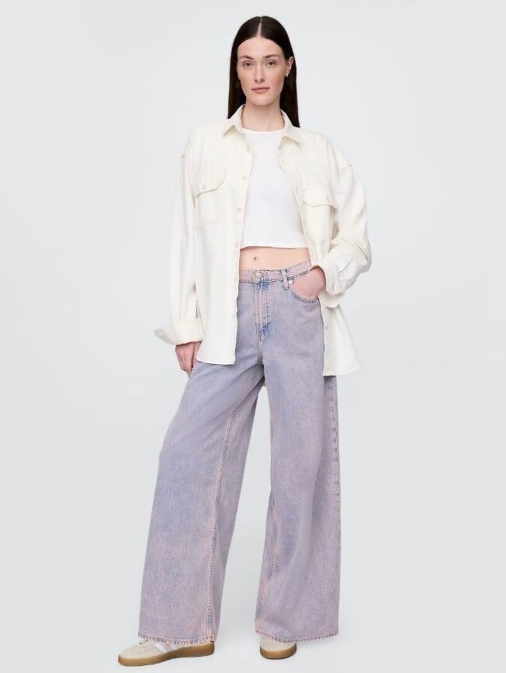 NWT Gap Baggy Flared Legs Jeans Rose Mist Pink 27 4